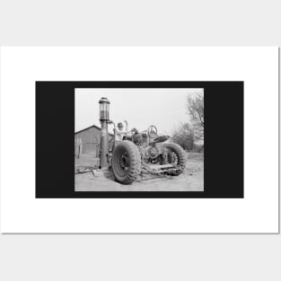 Filling the Tractor, 1940. Vintage Photo Posters and Art